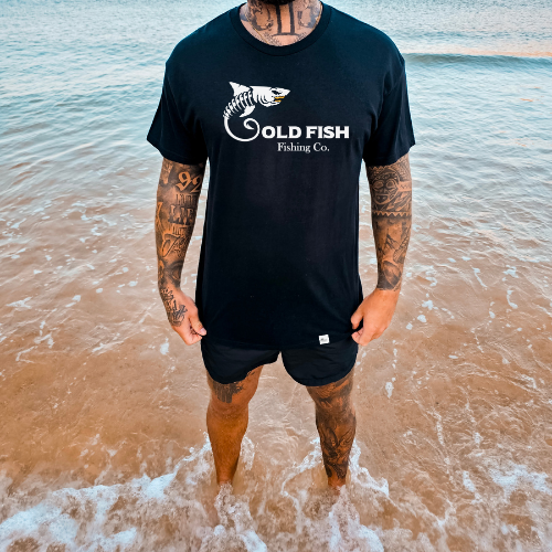 Black Fishing Shirt w/ White Logo