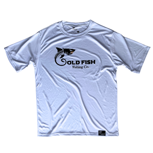 White Fishing Shirt w/ Black Logo